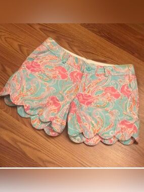 Lilly Pulitzer Women’s Printed Cotton-Blend Shorts in Pink & Aqua